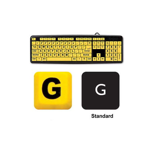 Bright Keys Computer Keyboard - Yellow Keys with Black Print - Click Image to Close